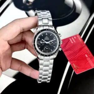Omega Replica Watch Speedmaster Moonwatch Black Dial Metal Wire 42mm