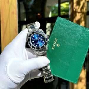 Rolex Submariner Blue Dial Replica Watches Moissanite Diamonds + Synthetic Sapphire Custom 41mm